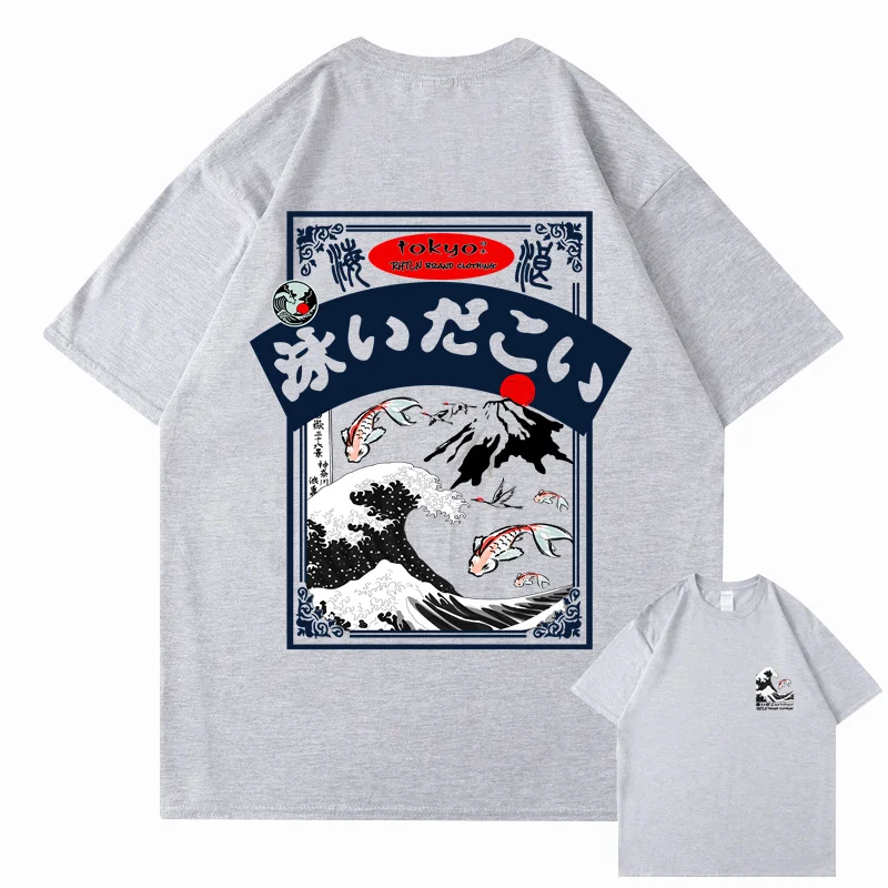 2025 Men\'s Hip Hop T-shirt Street Wear Harajuku Japan Wave T-shirt Summer Short Sleeve Top T-shirt Cotton Printed T-shirt Men\'s