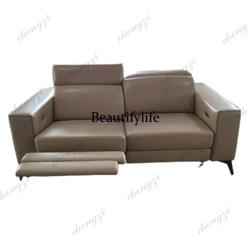 A49 Double Electric Reclining Sofa Set Functional Genuine Leather Salon Cama Sectional Couch Theater Seats Convertible Sleeper S