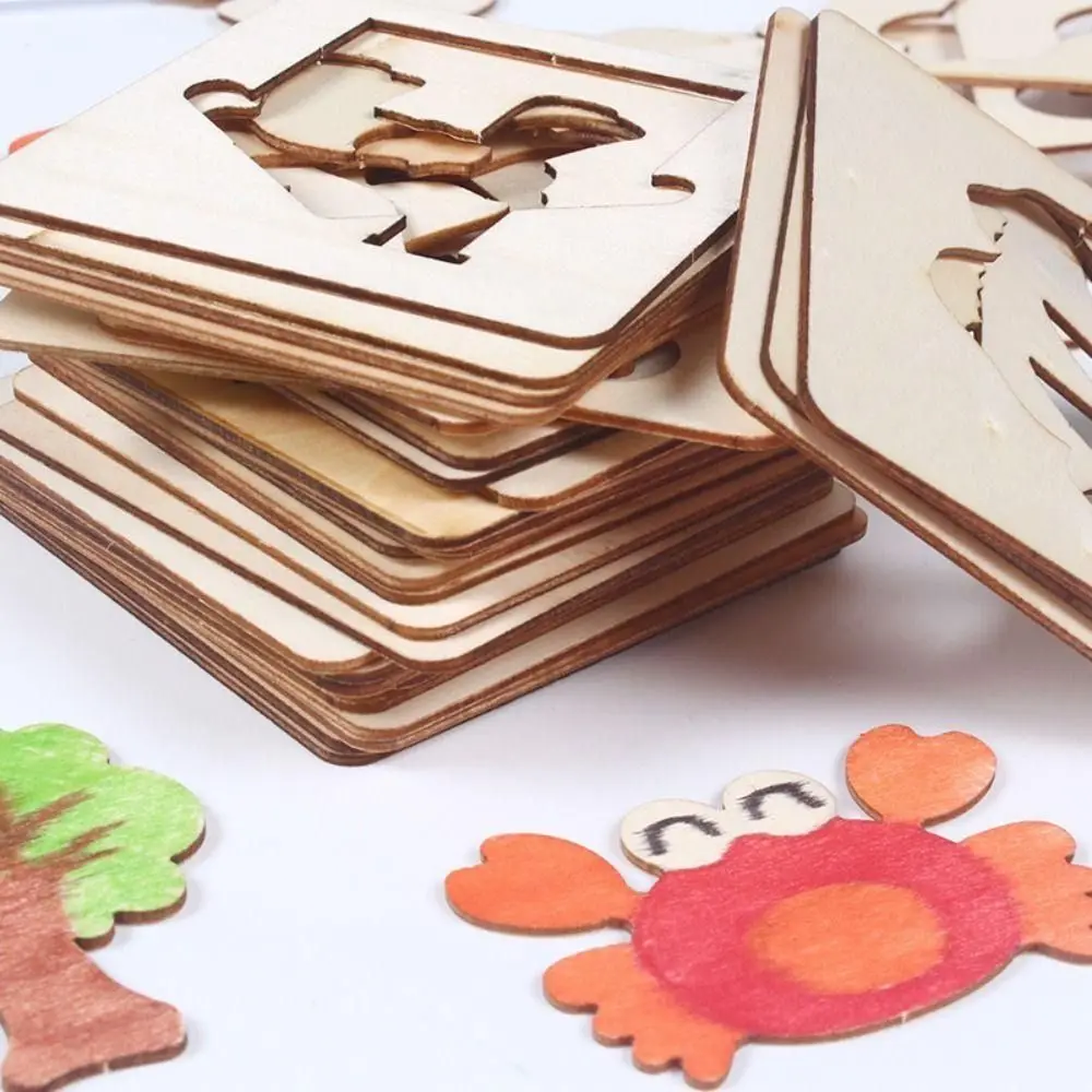 Hands-on creativiteit houten schildersjablonen puzzel schilderij uitgeholde sjabloonkit tekentafel speelgoed voor 60 stks / set