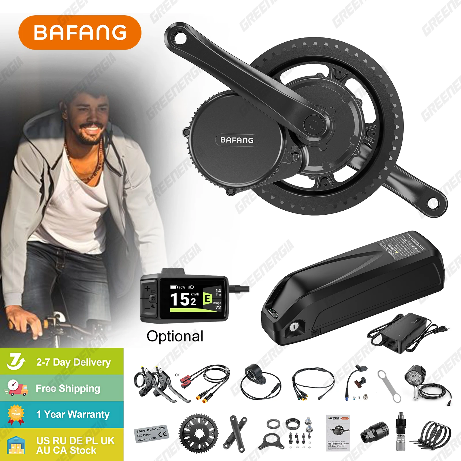 

BAFANG 48V Mid Drive Kit Ebike Conversion Kit with Battery BBS02 BBSHD 1000W 750W Mid Motor for 68-73MM Mountain Road Bike