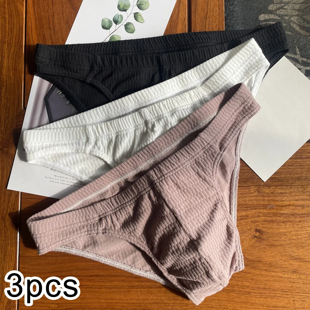 

3 шт. мужские дышащие хлопковые трусы-танга с низкой посадкой, мягкие японские стринги унисекс с мешочком для мужчин