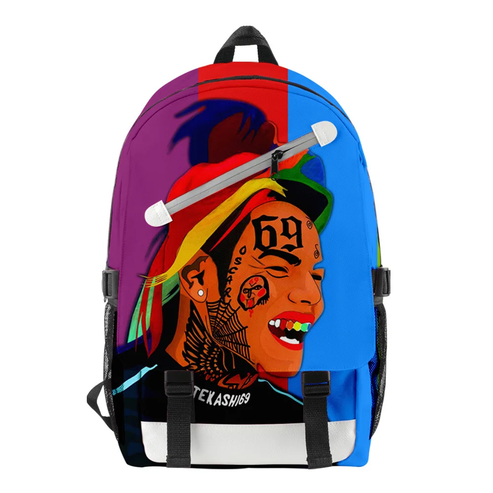 Harajuku Novelty 6ix9ine Singer Student School Bags Unisex 3D Print Oxford Waterproof Notebook multifunction Travel Backpacks