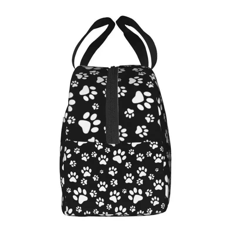 Dog Paw Print Love Pattern Lunch Box for Women Animal Footprint Cooler Thermal Food Insulated Lunch Bag Picnic Tote Bags