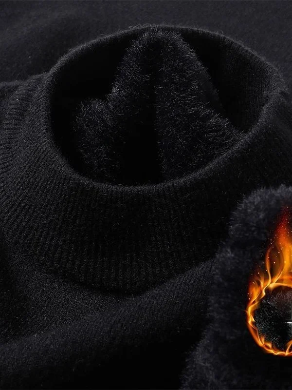 

Men's Fce Lined Thiened f High Collar Sweater Autumn Winter New Sle Bla Warm Slim Fit Knitted irt Base Layer Top
