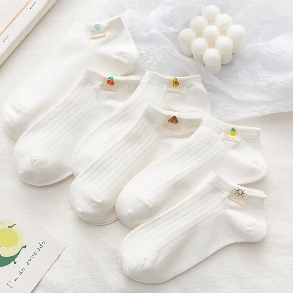 Women Low Cut Cotton Ankle Socks Thin Breathable Japanese Cute White Short Socks Casual Sports Floor Wear for Spring Summer