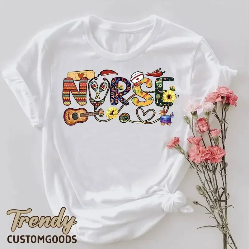 Cinco De Mayo T Shirt Mexican Nurse Funny Women School Cute Nursing Grad ICU Mexico Fiesta Party