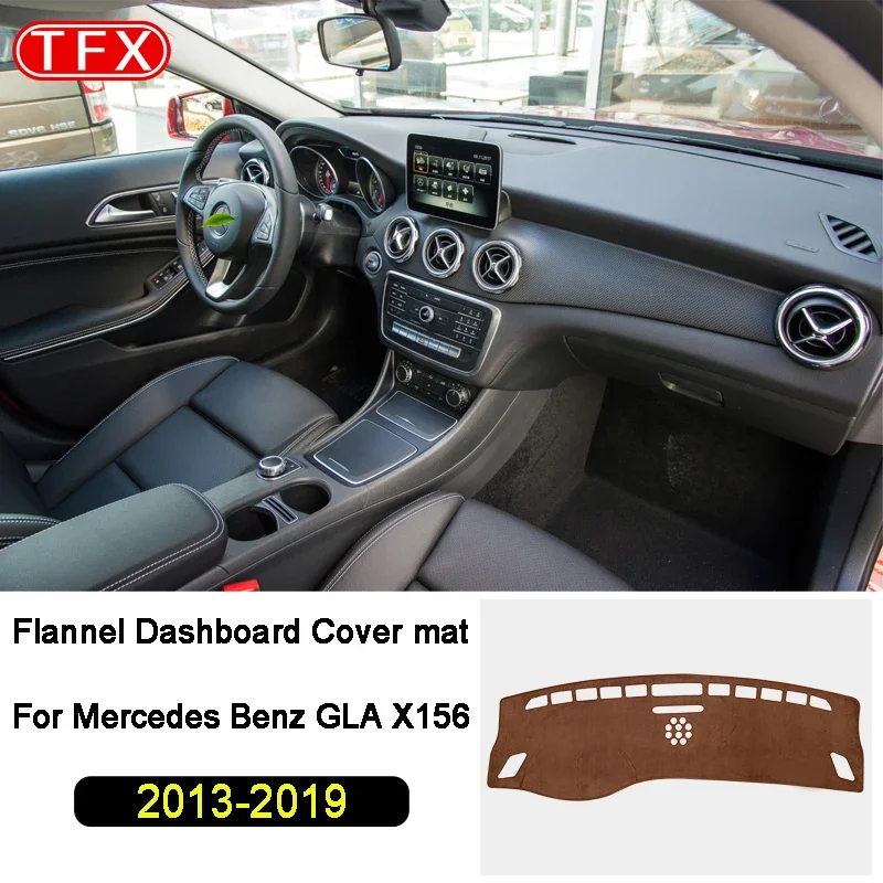 LIEI Flannel Car Dashboard Cover For Mercedes Benz Gla X156 Gla180 Gla200 Gla220 Gla250 220 220d Amg 2014-2019 Anti-Slip Mat Das