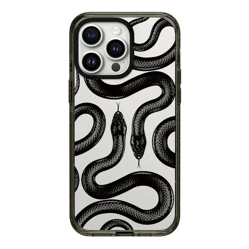 

Upgrade Acrylic Border Black Snake Phone Case Cover for IPhone 11 12 13 14 15 Pro Max Case for IPhone 14 Pro Max