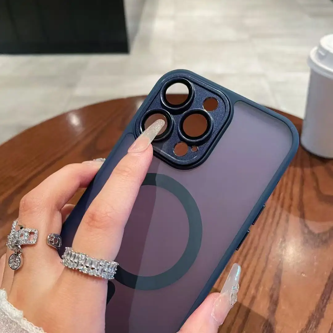 Magnetic Luxury Translucent Armor Shockproof Case For iPhone 16 15 14 13 12 11 Pro Max For Magsafe Wireless Charge Phone Cover - náhled 5