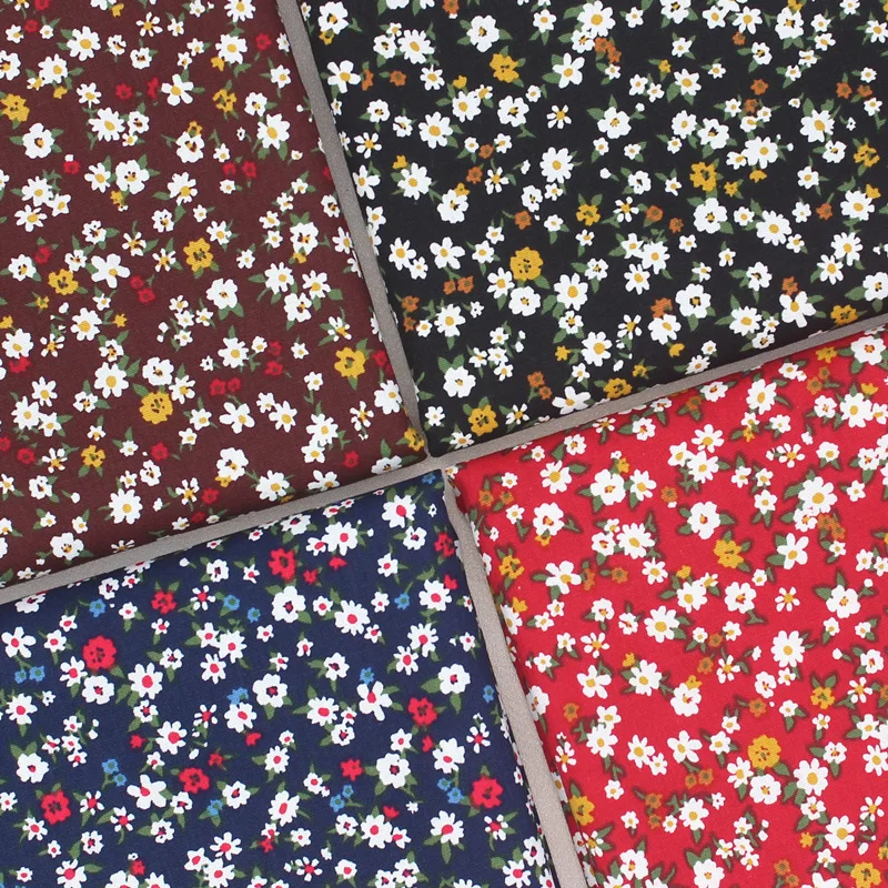 Dark Pastoral Style Cotton Floral Plain Sewing Fabric, 145x50cm, Printing Clothing Cloth