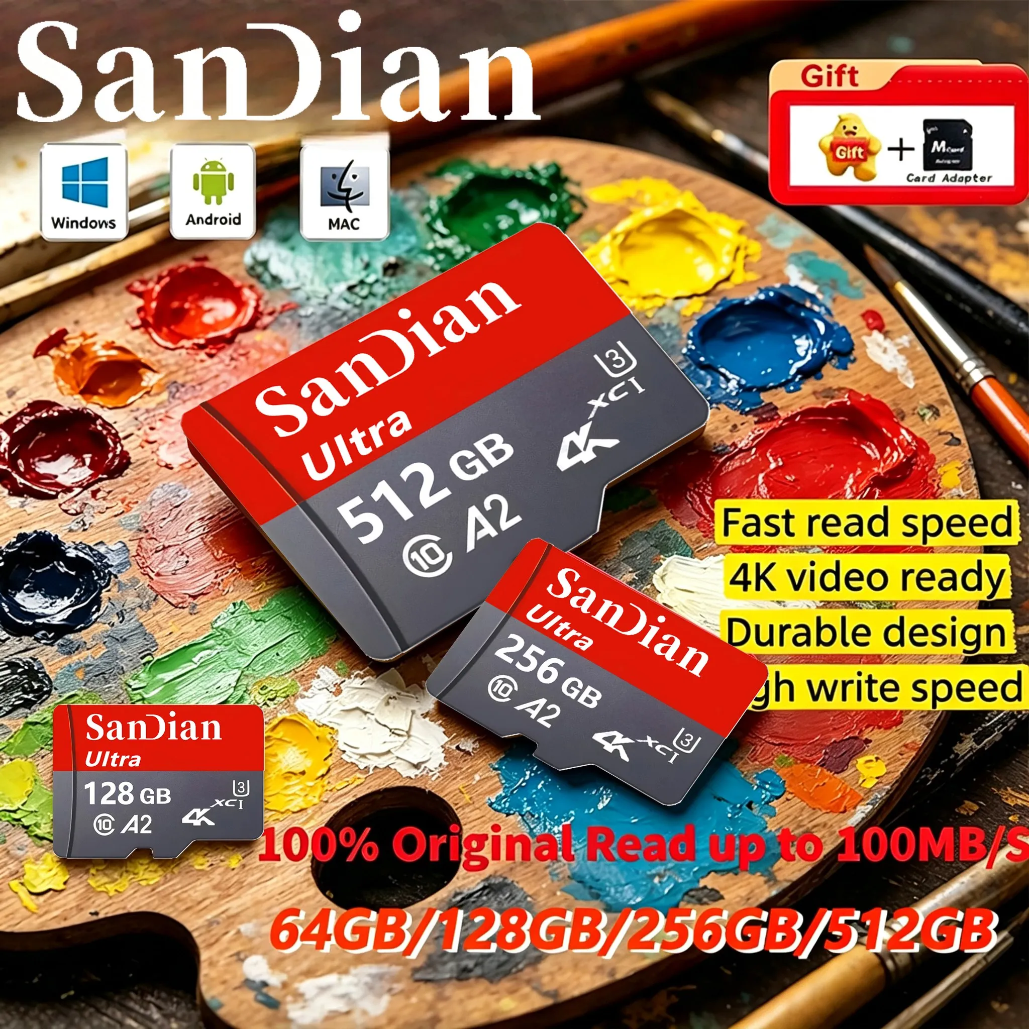 Stable Micro TF SD Card TF Cards SD Cards Memory Card 64GB 256GB 512GB Fast Transfer Ultra HD U1 for Camera GoPro Smartphone