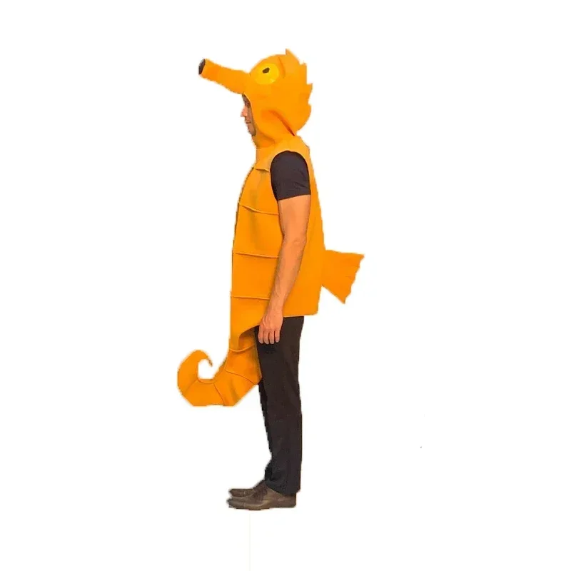 2024 New Arrival Unisex Adult Seahorse Costume Yellow Sea Horse Mascot Men Halloween Costume