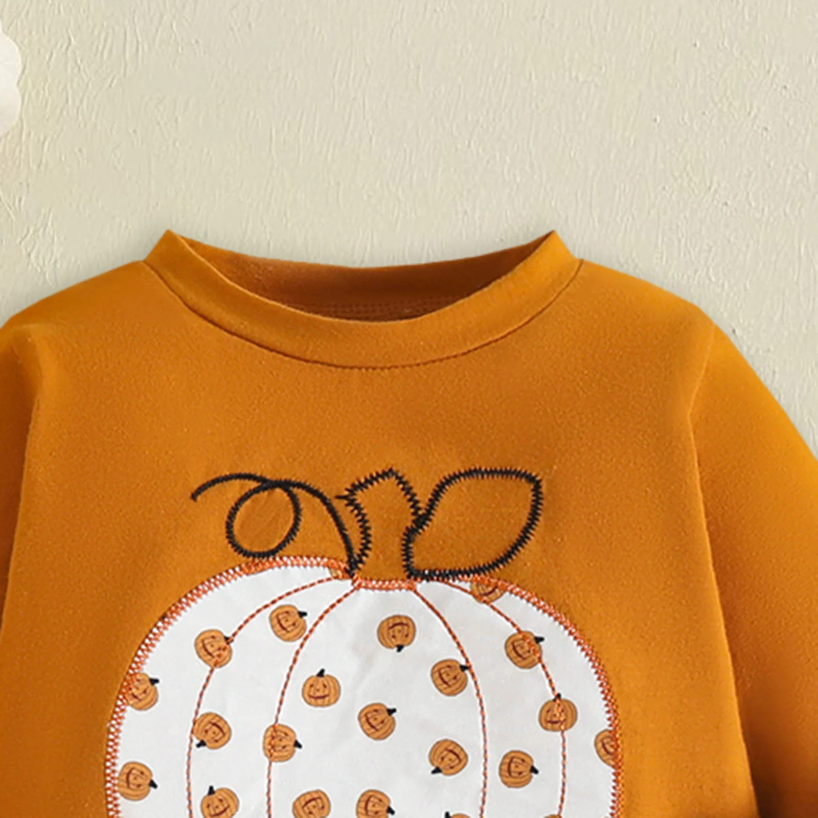 طفل خارج صالح طفل رضيع فتاة هالوين الزي اليقطين طباعة قميص طويل الأكمام وسراويل جرس قيعان ملابس الصيف الاطفال الفتيات #5