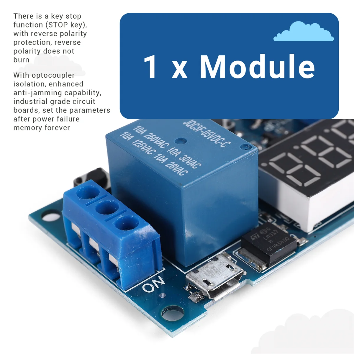 A010 HW-521 Digital Time Delay 1 Way Relay Trigger Cycle Timer Delay Switch Circuit Board Timing Control Module