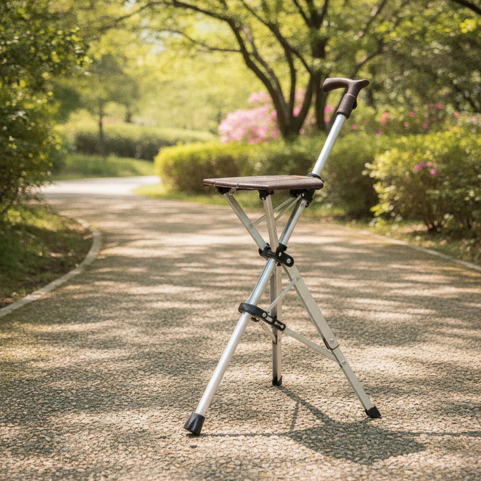 Walking Cane with Seat Foldable Cane with Seat Stool Collapsible Stable for Seniors, Outdoor Walks, Travel - view 2