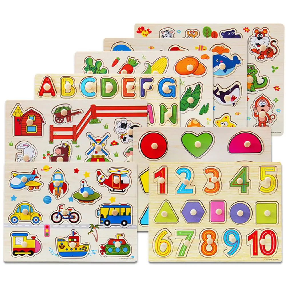 

Baby Puzzle Educational Toys Wooden Animal Numbers Alphabets 3d Jigsaw Puzzle Toys For Children Gifts Arabic Letters For Kids