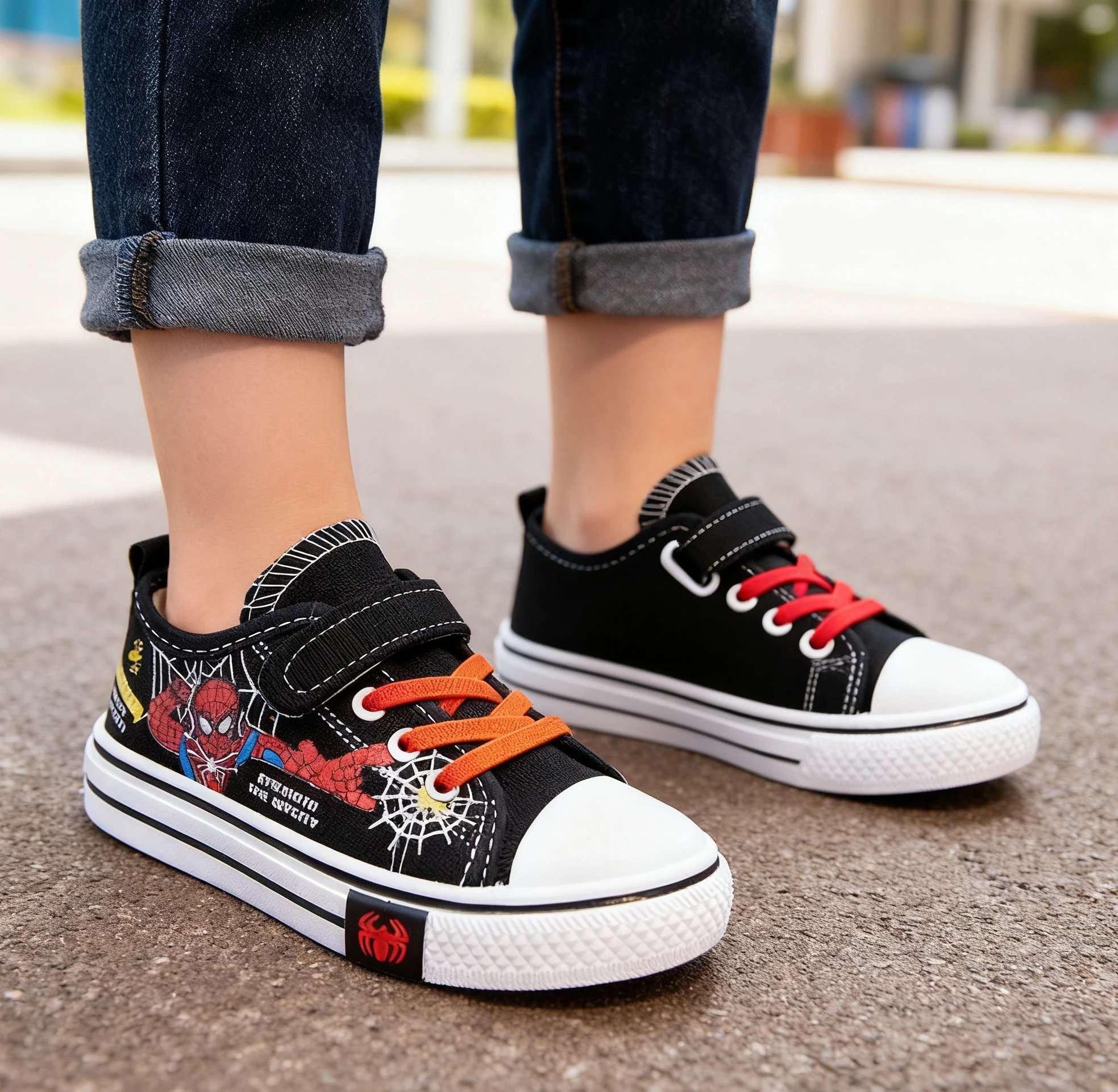 الأطفال قماش عارضة أحذية الأولاد الكرتون تشغيل أحذية رياضية الربيع أزياء المراهقين طفل أسود أحمر أحذية حجم 26-37 #6