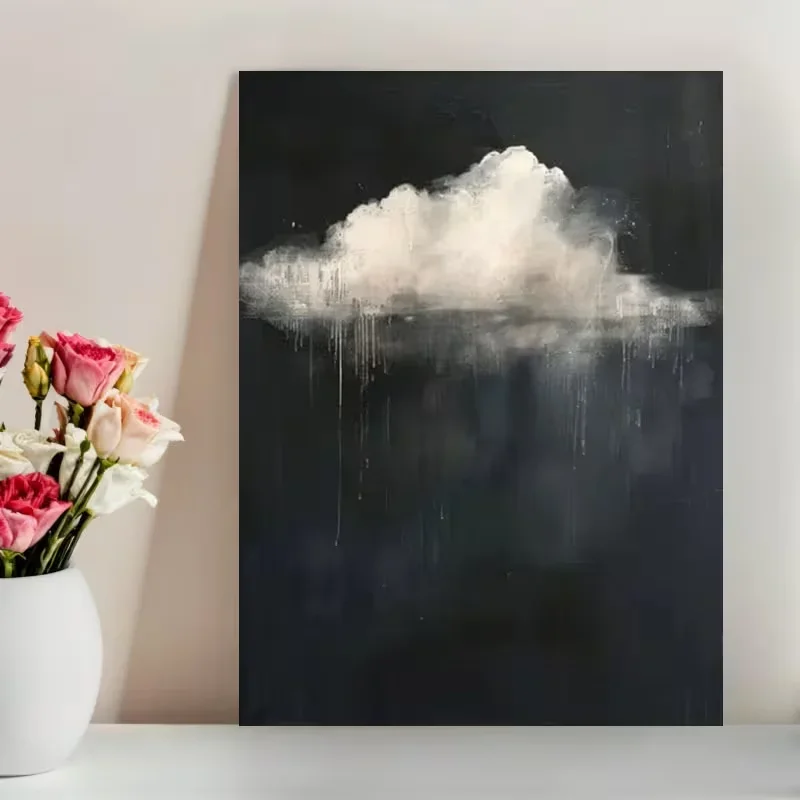 1pc Gothic Abstract Clouds Canvas Art - Vintage Dark Academia Style, Humorous Bathroom Decor, Unique Wall Art for Living Room, B