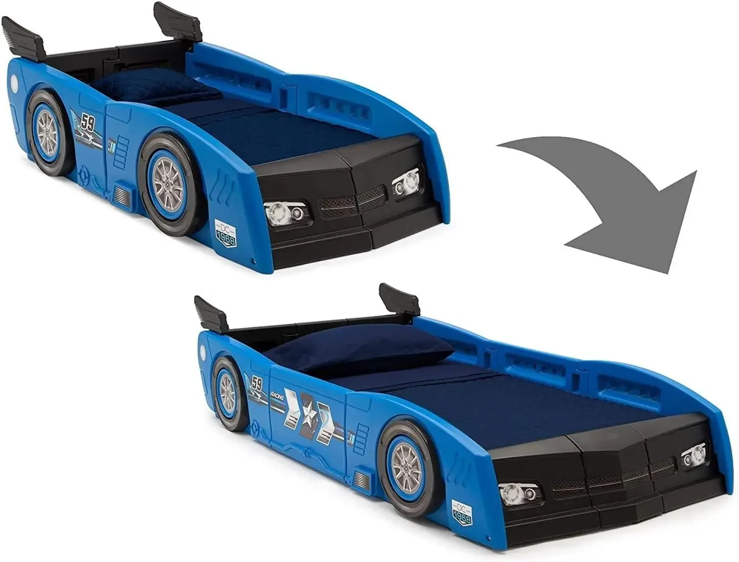 Grand Prix Race Car Toddler-to-Twin Bed, Blue