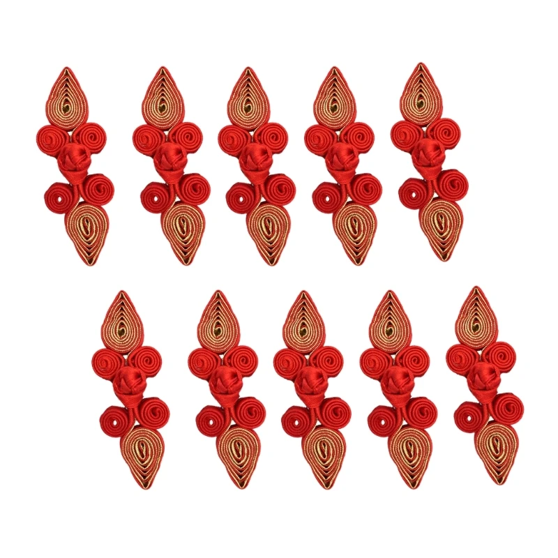 A0NF 10 paires boucles Cheongsam chinoises, attaches à nœud traditionnelles, boutons à nœud pêche, bricolage, vêtements