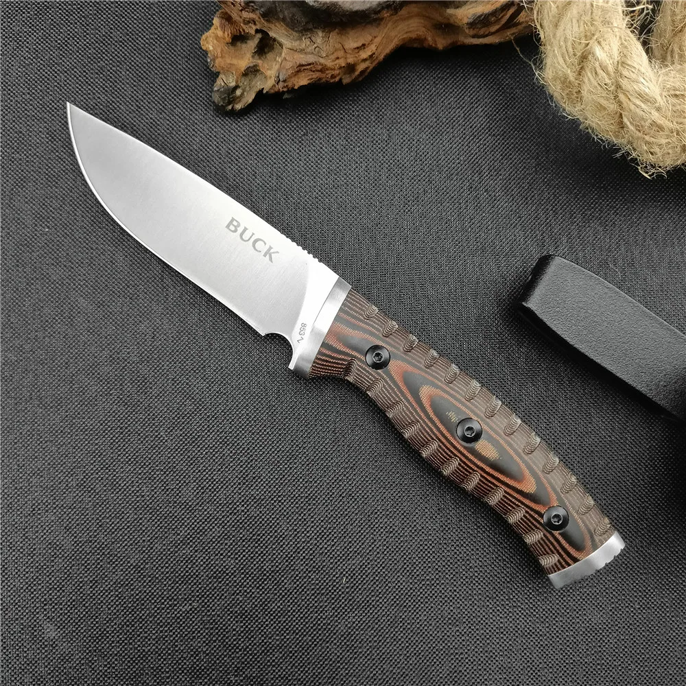 Mini Pocket Knife D2 Steel Blade G10 Handles Camping EDC Survival Knife Self Defense Tactical Hunting Knife with Sheath