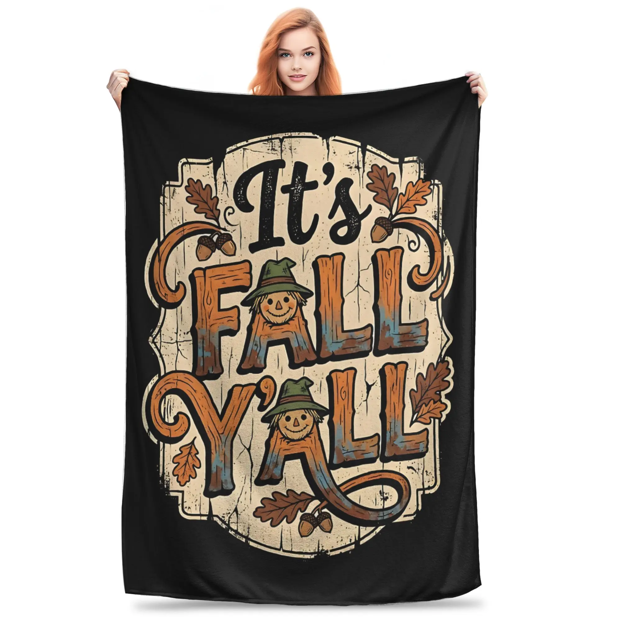 1PC Fall Yall Blanket Throw Blanket  Novelty Warm Blanket All Season Gift