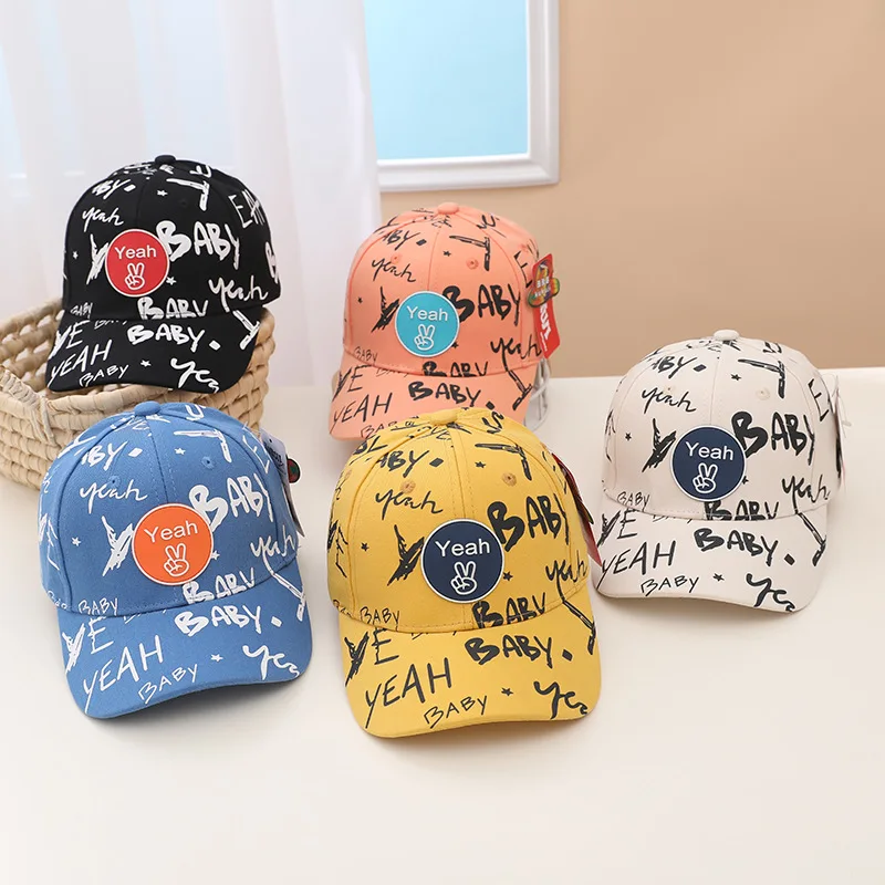 

4-9 Years Children Graffiti Baseball Cap Hat Kids Personality Street Dance Snapback Hat Boy and Girl Fashion Peaked Caps