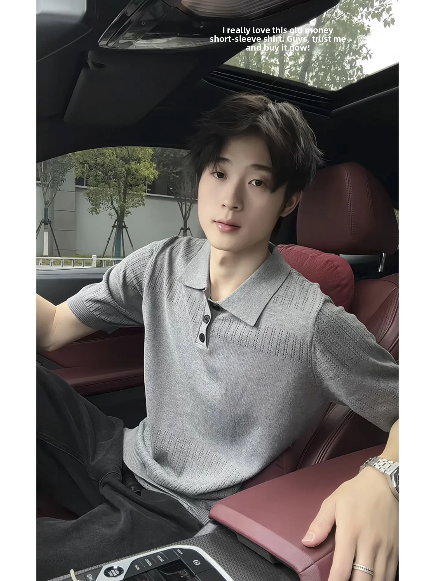 

Men's Hollow Knitted Shirt Short Sleeve Summer Style Half Sleeve Turn-down Collar T-shirt Breathable Comfortable High El...