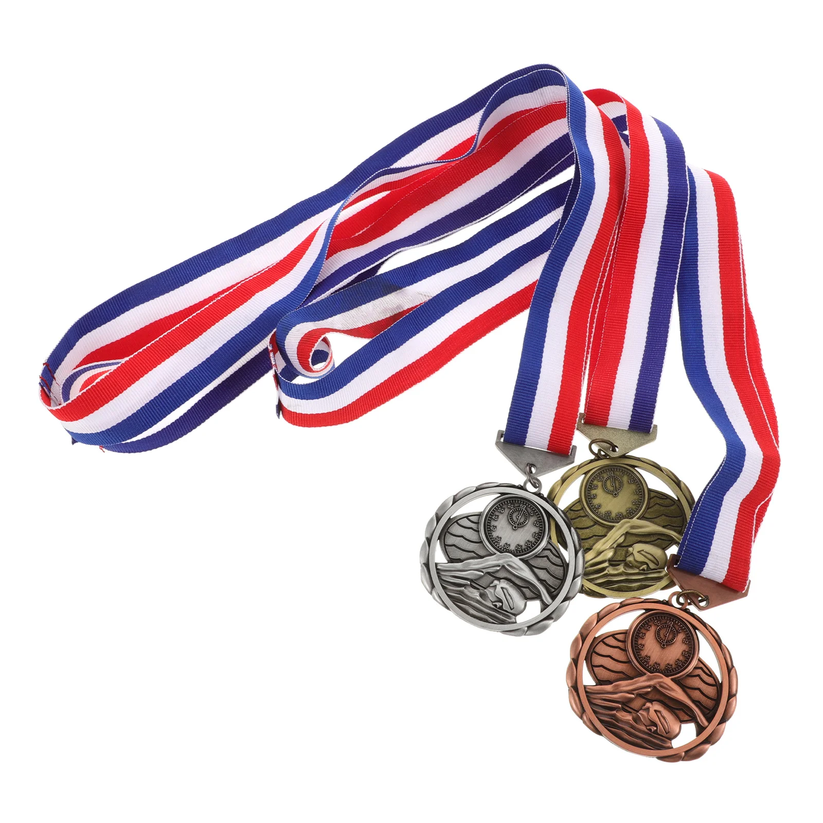 

3 Pcs Swimming Medal Sports Competition Award Medals Model Awards Trophy Ancient Bronze Child