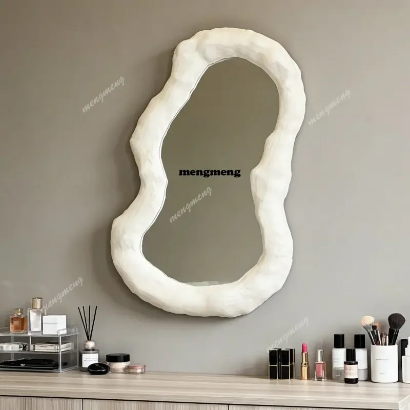Best seller Nordic white irregular makeup mirror art decorative mirror special-shaped wall-mounted bathroom mirror