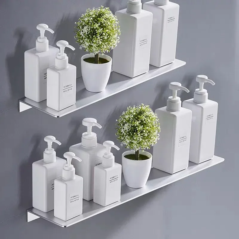 Bathroom Organizing Rack Silver/White Space Aluminum Wall Mounted Kitchen Shelves Shower Storage Racks Shampoo Cosmetic Shelf