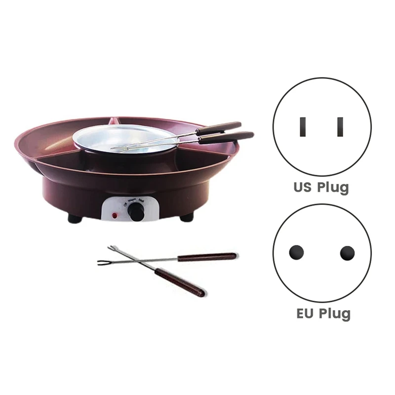 Juego de ollas para Fondue, máquina eléctrica para hacer Fondue de Chocolate con 4 tenedores, Kit de máquina para Fondue de fusión de queso, control de temperatura fácil de usar