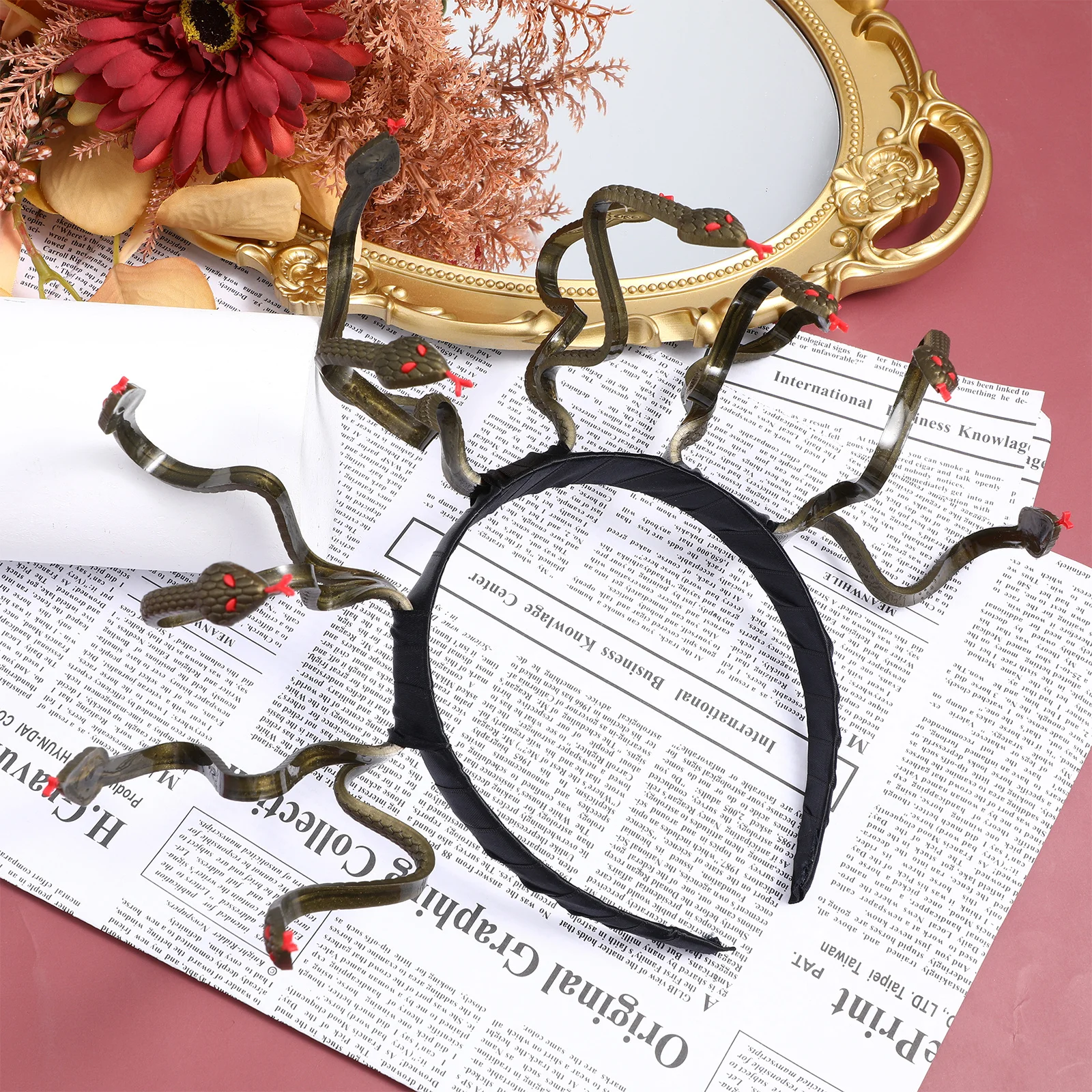 

Повязка на голову со змеей для костюма на Хэллоуин, вечерние, Медуза, нарядное платье, маскарад, Марди Гра, косплей, для взрослых и подростков, универсальная, прочный ПВХ