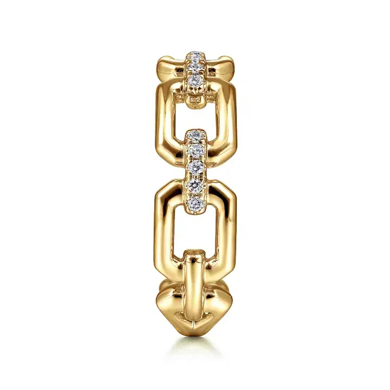 Huitan Fashion Female Chain Rings with Bright Cubic Zirconia Daily Wearable Finger Jewelry Lady Engagement Ceremony Accessories