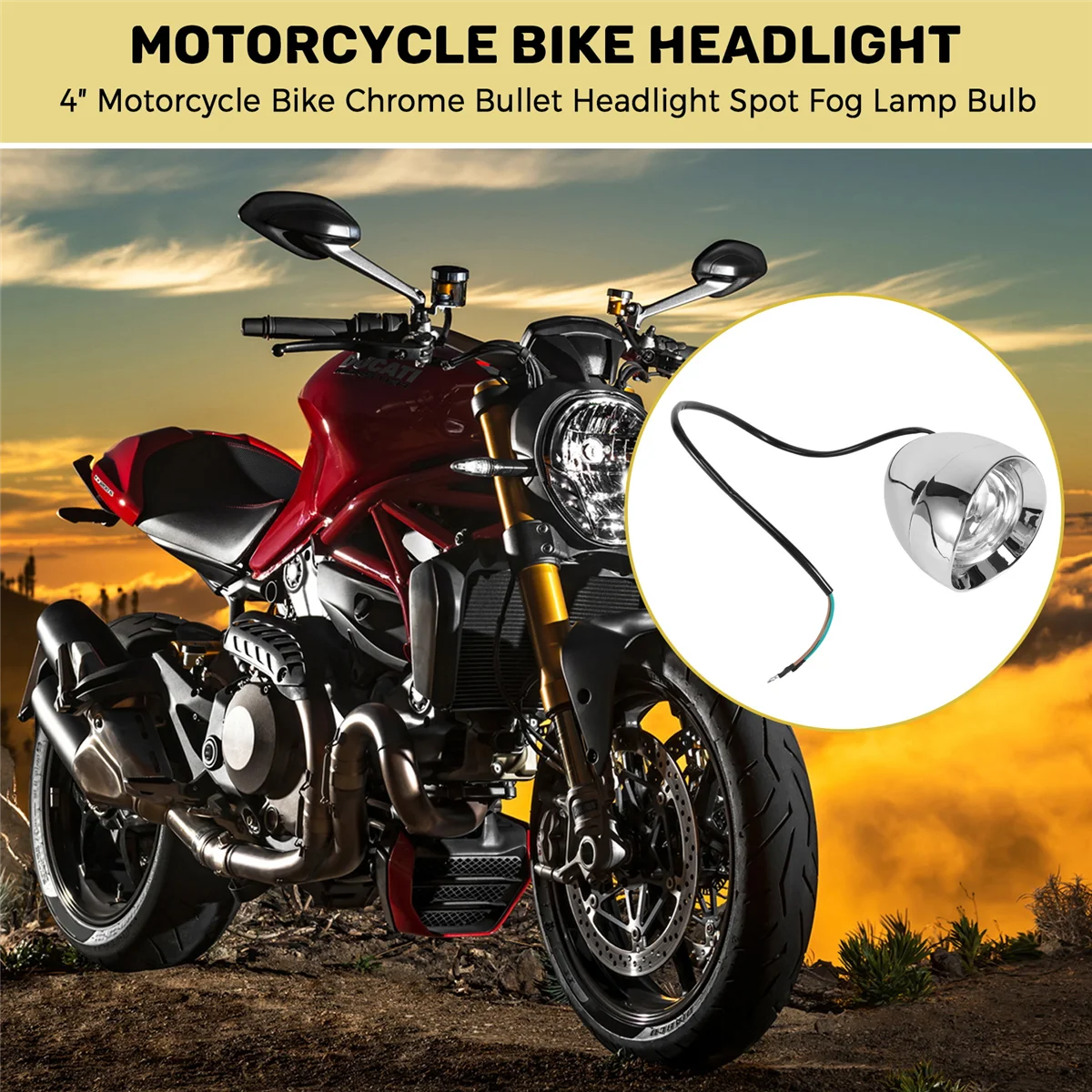4" Motorcycle Bullet Headlight Spot/Fog Lamp Bulb