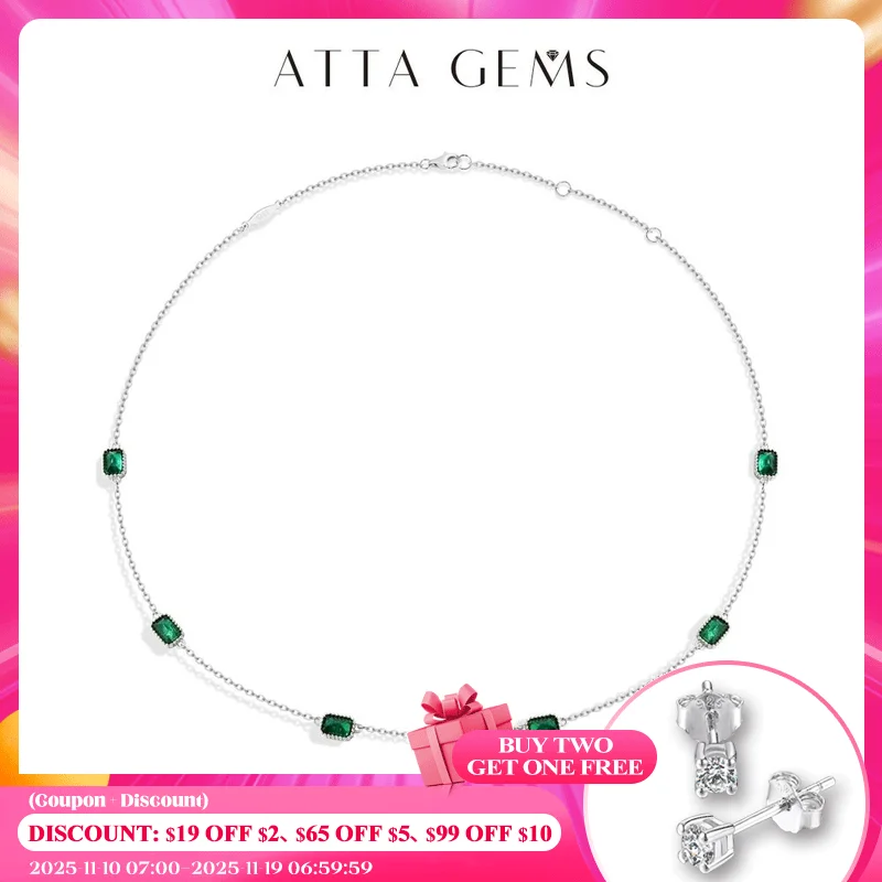 

ATTAGEMS Elegant Laboratory Zambian Emerald Necklace For Women S925 Sterling Silver luxury Wedding Bride Jewelry Gifts Hot Sale