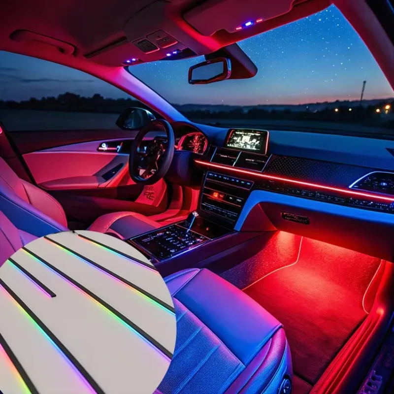 Factory Supply   Quality Multicolor RGB LED Car Interior Ambient Light Kit with APP Control Universal Fitment