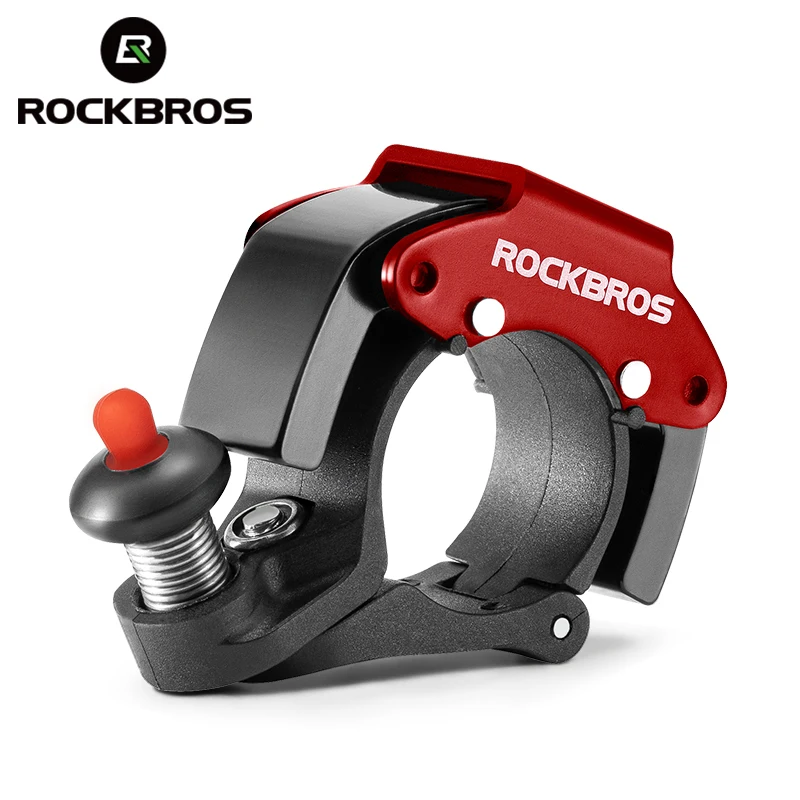 ROCKBROS Cycling Bell Classical Stainless Black Red Horn Bicycle Handlebar Bell Horn Crisp Sound Bike Horn Bells Accessories