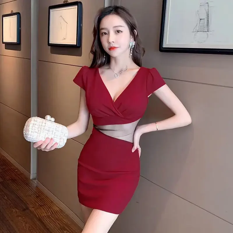 コルセット女性ドレスセクシーなボディコンミニショート女性のドレスメッシュコケットスリーブタイトシックでエレガントなかなり美しい Y2k ホット