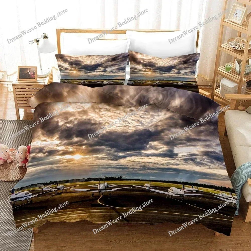 Aircraft Duvet Cover Flying Plane Bedding Set for Boys Girl Polyester Airplane Print Comforter Cover Double Queen King Size592FQ