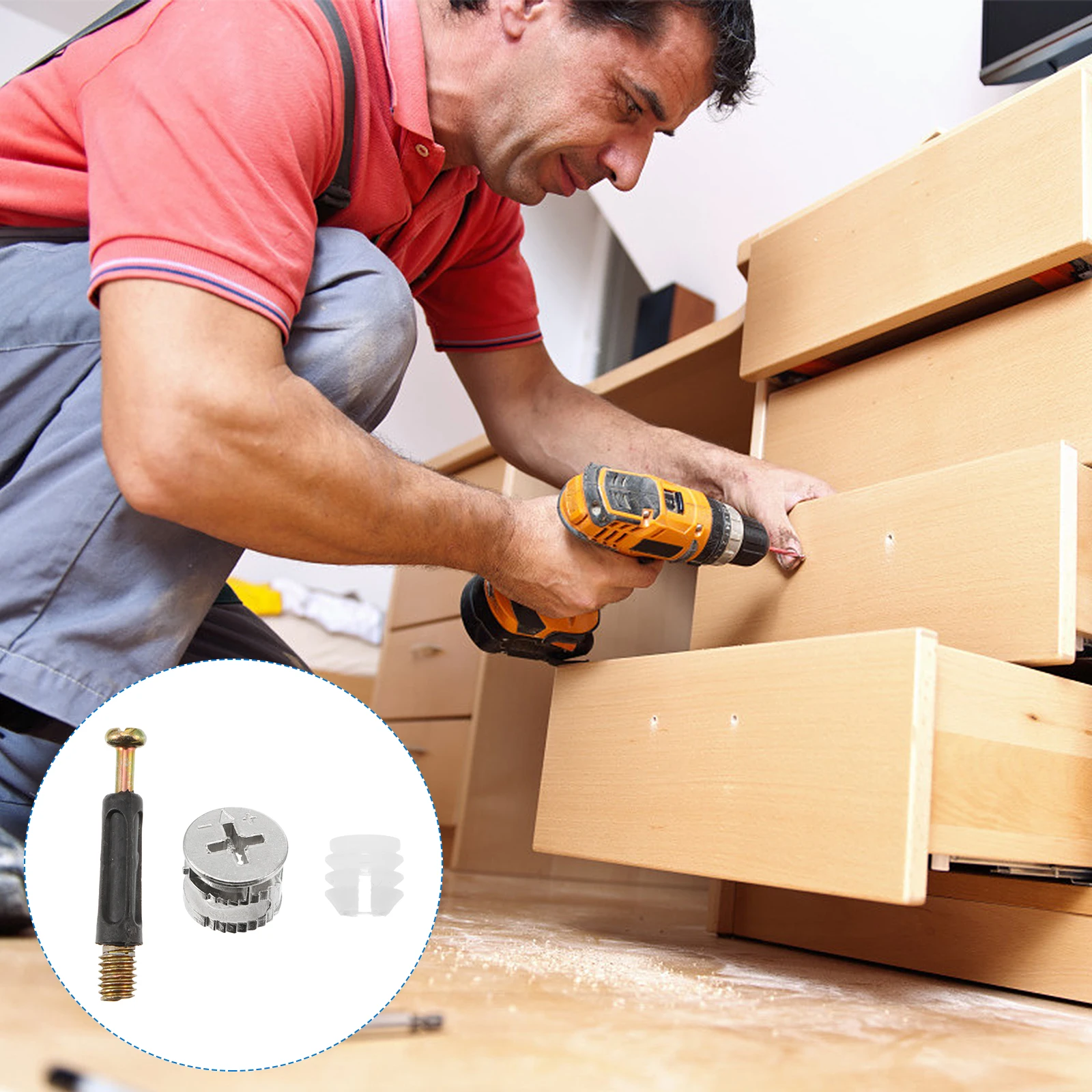 

Nut Zinc Alloy Furniture Connector Cabinet Drawer Fastener Pre-Inserted Hardware Bolt For Wardrobe Bookshelf Side