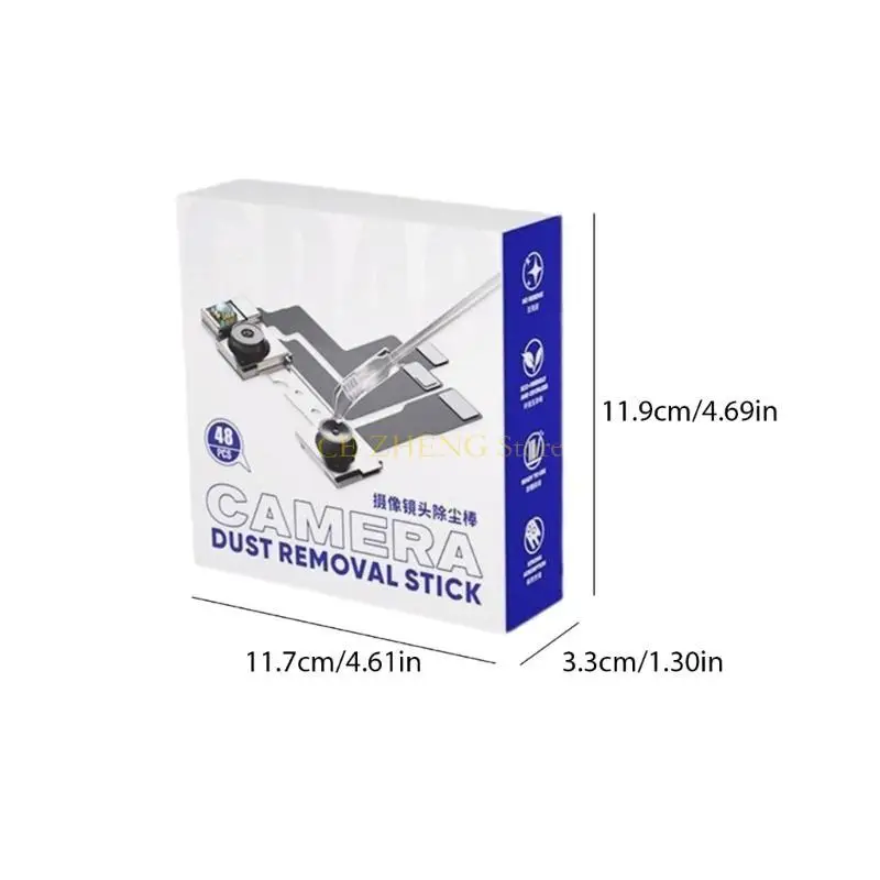 E56B 48pcs 휴대용 카메라 렌즈 클리너 지문 제거 수지 합성 스틱