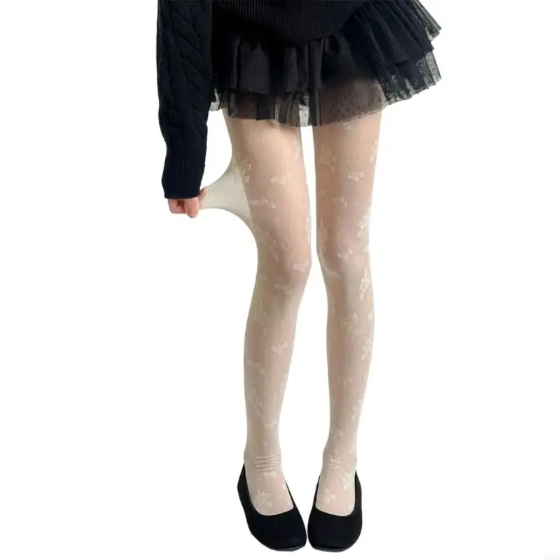 Women Ribbon Patterned Tights Students Girls Tights Stocking Pantyhose Tights