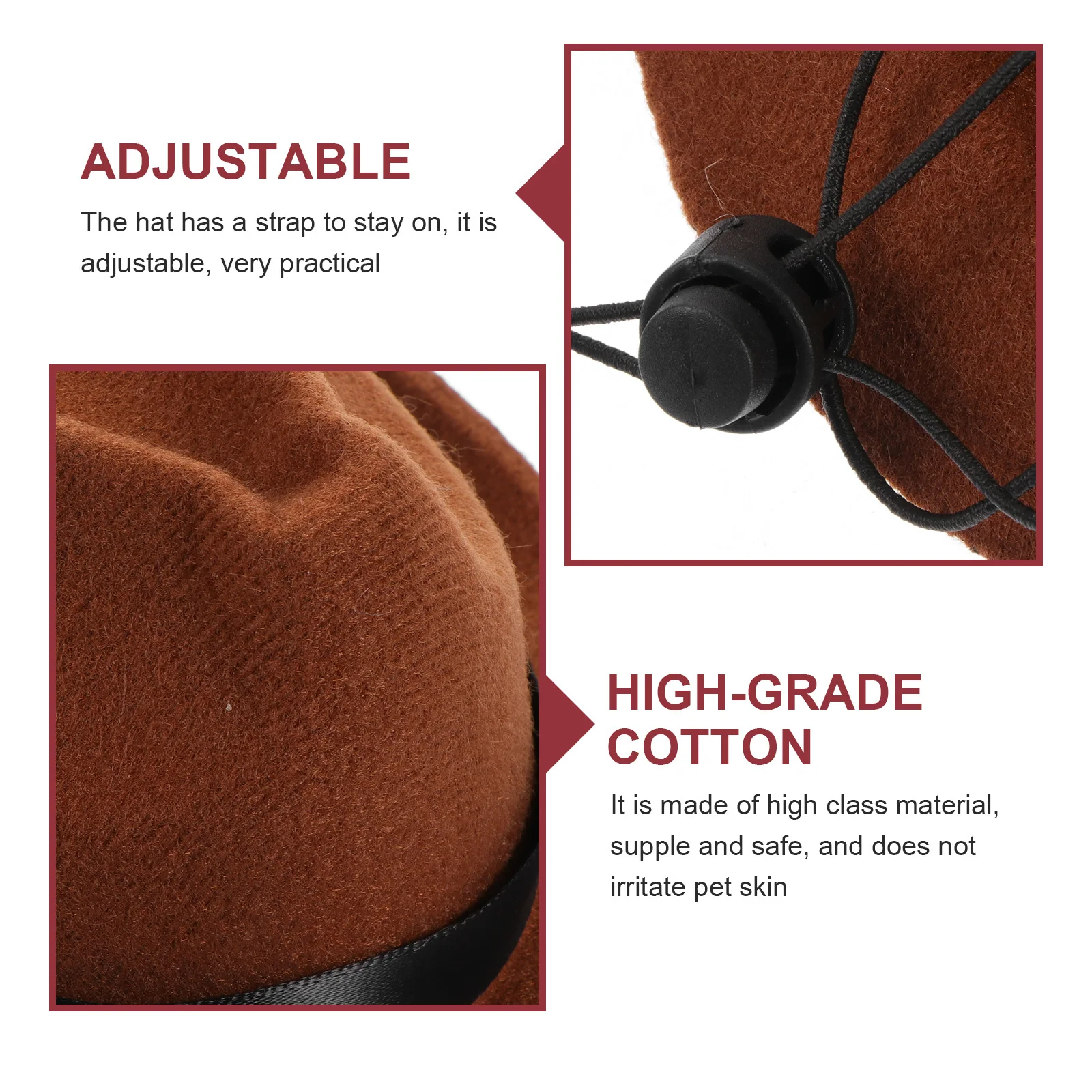 

Dog Cowboy Hat Adjustable High-Grade Cotton Pet Hat For Dogs Cats Cool Comfortable Absorb Saliva Wear-Resistant Decorative