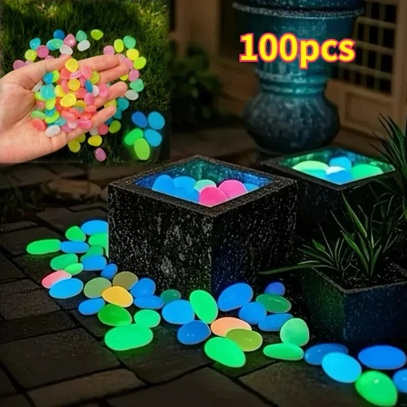 Glow in The Dark Garden Pebbles for Sidewalk Garden Terrace Lawn Gardens Patio Fish Tank Aquarium Decoration Glow Stone