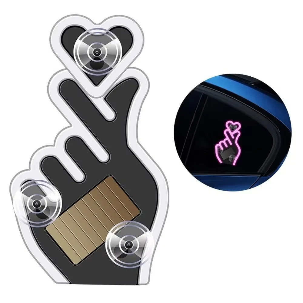 Solar-Powered Love Car Window Light Light/Vibration Sensing USB Charging Wireless Interior Ambient Light Suction Cup Removable