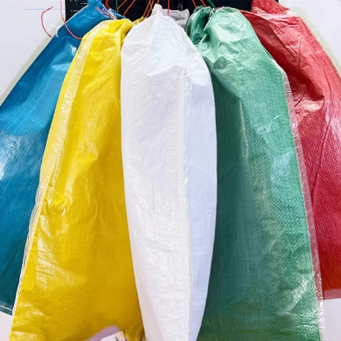 

10pcs Draw Rope Bundle Mouth Woven Bag Laminated Film Waterproof Clothes Luggage Storage Bag High-capacity Transport Packing Bag