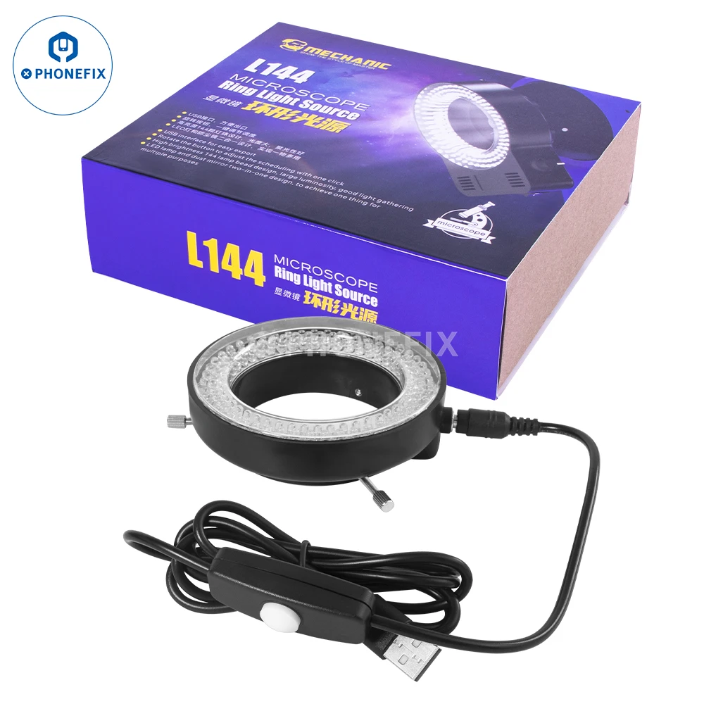 Lampada ad anello per microscopio regolabile USB meccanico 64 / 72 / 144 lampada a LED per strumenti di riparazione per saldatura PCB sorgente lampada ausiliaria