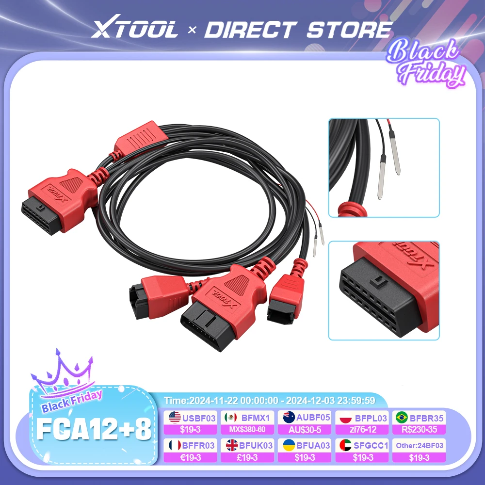 XTOOL OBD2 Cables For XTOOL Diagnostic Tool, Accessories, FCA 12+8 Cable, Adapter Cable, Extension Cable, Eeprom Cable