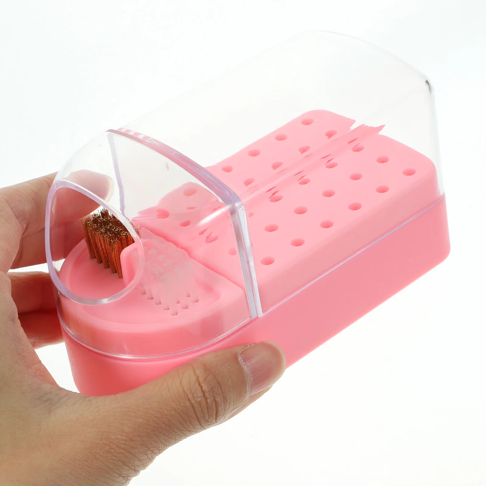 

Purple 30 Hole Nail Drill Bits Storage Box Clear Manicure Organizer Transparent Practical Container For Salon Home Use